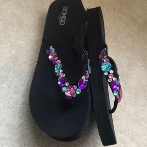 girls sparkly flip flops